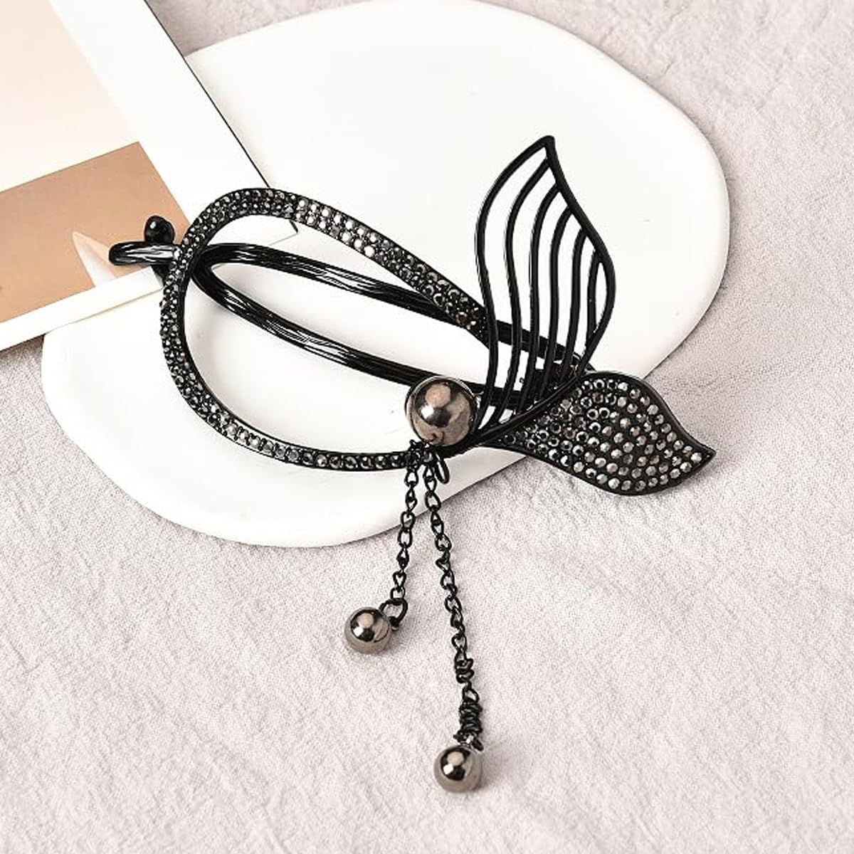 PALAY® Hair Clip, Tassle Mermaid Tail Banana Clips for Women, Alloy Hair Bun Accessories Hairstyle Twist Hair Barrette, Elegant Non Slip Jaw Hair Claws for Lady Girls- Black PALAY® Hair Clip, Tassle Mermaid Tail Banana Clips for Women, Alloy Hair Bun Accessories Hairstyle Twist Hair Barrette, Elegant Non Slip Jaw Hair Claws for Lady Girls- Black